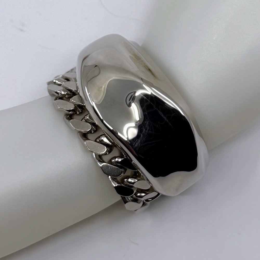 Alexander McQueen Silver Tone Statement Chain Cuff Bracelet‎
